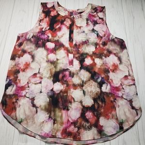 NYDJ Beautiful White & Pink Floral Summer Sleeveless Top